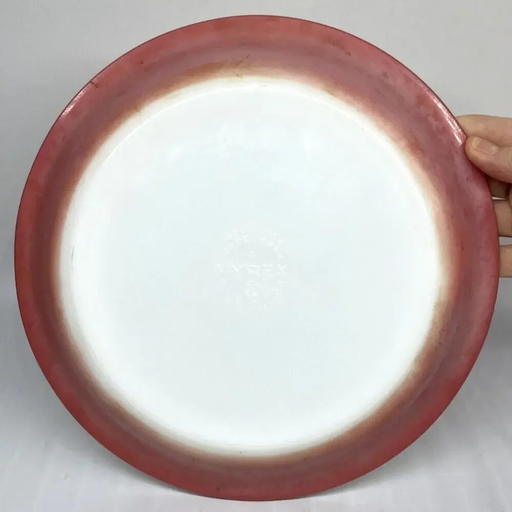 PYREX Milk Glass Casseroles with Lids Red‎ Pink Pie Plate LOT 5 Piece Vintage